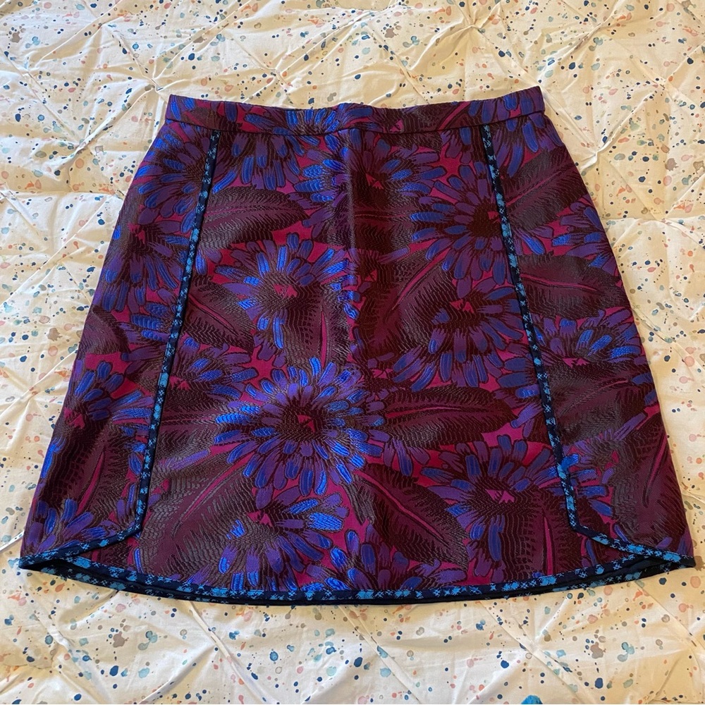 J.Crew Purple Midnight Floral Jacquard Mini Skirt size 4